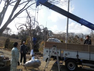 平成31年2月16日_献木、御神輿、トラック安全祈願と積込